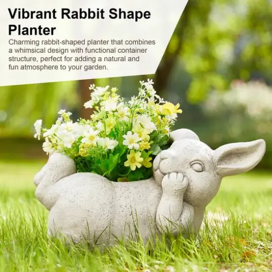 Glitzhome&reg; 14.25" Rabbit Statue Planter {6}
