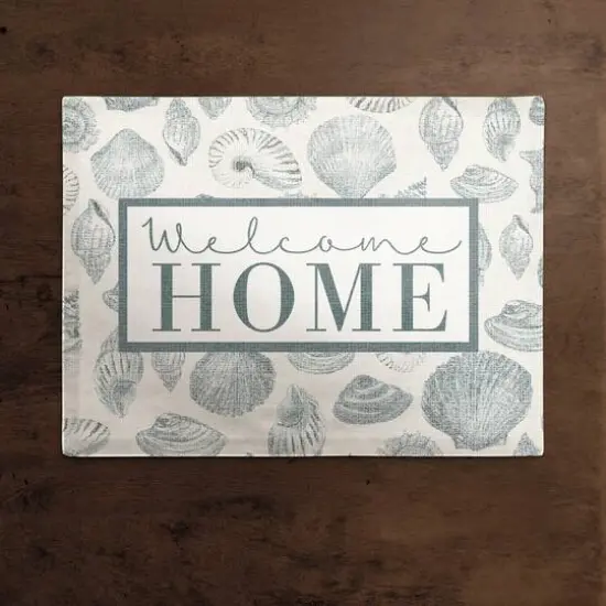 Welcome Home Multi Shell Cotton Twill Placemat Blue/White {3}