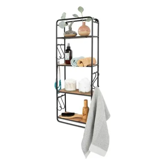 Hello Honey&reg; 32" Metal & Wood Shelf With Hooks {6}