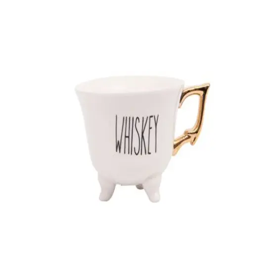 Hello Honey&reg; White Stoneware Liquor Mugs with Gold Electroplating Set {3}