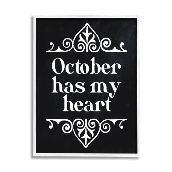 Stupell Industries Black October Has My Heart Framed Giclee Art White {1}