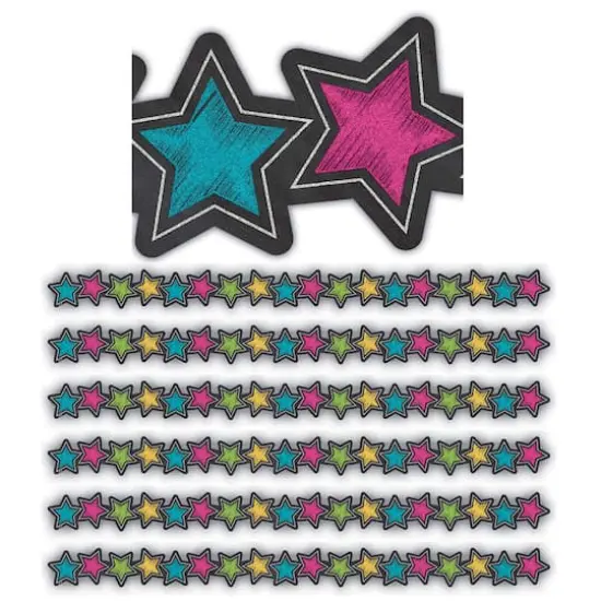 Teacher Created Resources Chalkboard Brights Die-Cut Stars Border Trim, 210ft. {1}