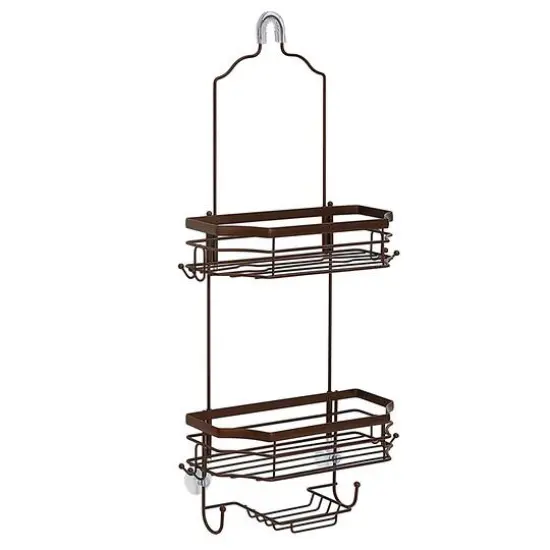 SunnyPoint Brown Modern Shower Caddy with 4 Hooks {1}