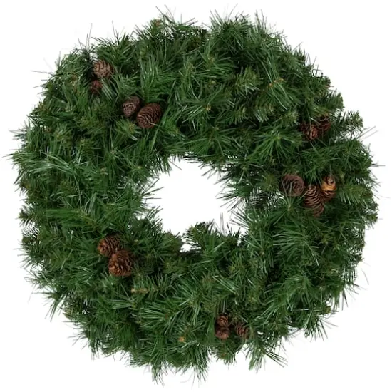 24" Dakota Red Pine Artificial Wreath with Pinecones {4}
