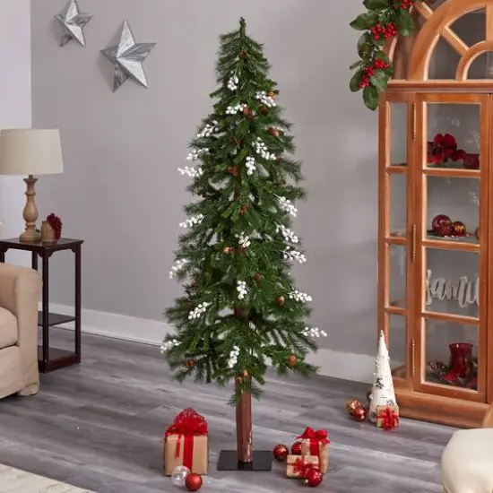 6ft. Pre-Lit Alpine Artificial Christmas Tree, Warm White LED Lights {9}