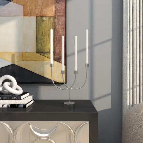 13" Silver Stainless Steel Overlapping U-Shaped Candelabra {3}