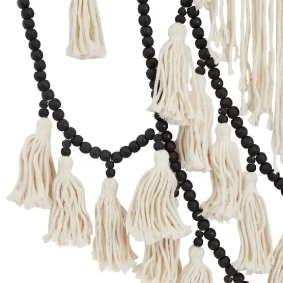 66" Traditional Macram&eacute; & Wood Wall D&eacute;cor Black {4}