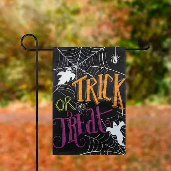 12.5" x 18" Spider Webs & Ghosts Trick or Treat Outdoor Garden Flag {4}