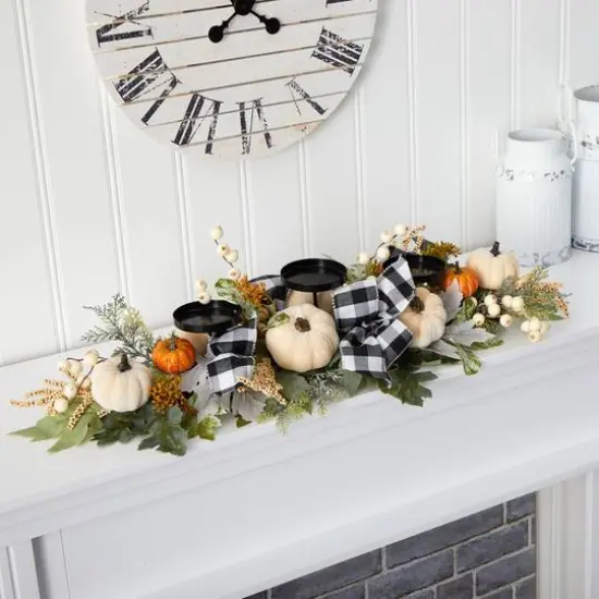 2.6ft. White Pumpkin & Berries Candelabrum {3}