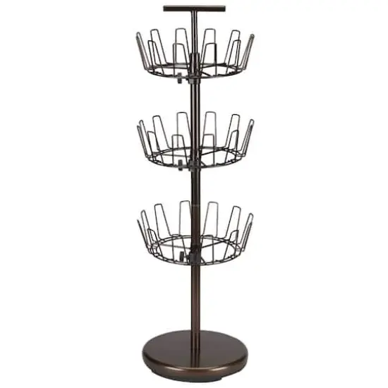 Household Essentials 38" Brown 3-Tier Revolving Shoe Tree {1}