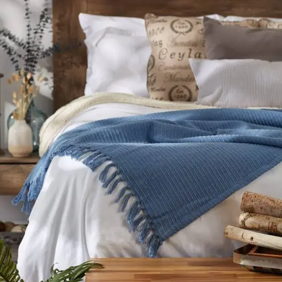 DII&reg; Stonewash Blue Solid Ribbed Throw {7}