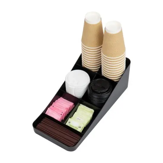 Mind Reader Anchor Collection 7-Compartment Black Coffee Cup and Condiment Dispenser, 2ct. {7}