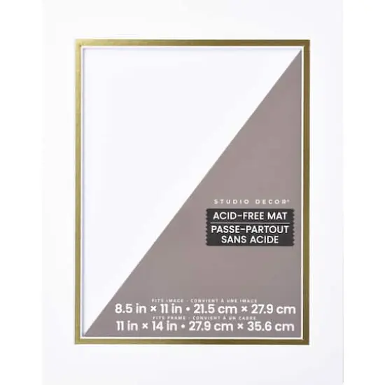 11" x 14" White & Gold Double Mat by Studio D&eacute;cor&reg;, 8.5" x 11" Opening Size {1}
