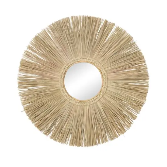 Brown Reed Bohemian Wall Mirror, 32" x 32" x 2" {1}