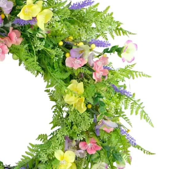 30" Artificial Dogwood & Lavender Floral Spring Wreath {4}