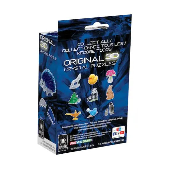 3D Crystal Puzzle - Hedgehog (Blue): 55 Pcs {4}