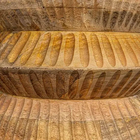 Hello Honey&reg; 26" Round Hand-Carved Natural Mango Wood Stool {8}