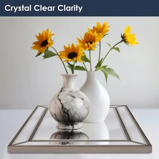 Silver Champagne Beaded Frame Accent Beveled Wall Mirror - 30" x 42" {6}