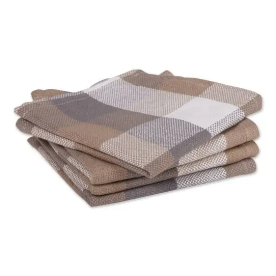 DII&reg; Tri-Color Check Dishcloths, 4ct. Stone {4}