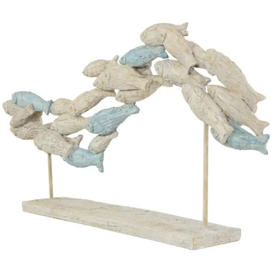24" Light Blue Ombre Textured Polystone Fish Swimming Sculpture with Stand {5}