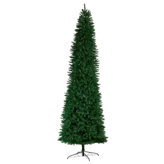 11ft. Pre-Lit Slim Green Mountain Pine Artificial Christmas Tree, Clear LED Lights {4}