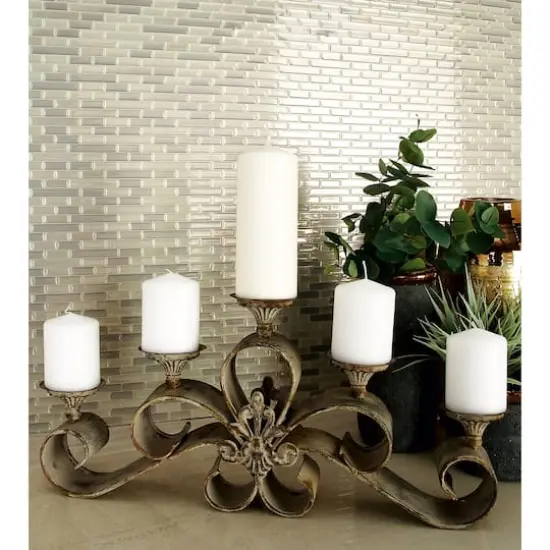 23'' Gray Iron Rustic Candle Holder {7}