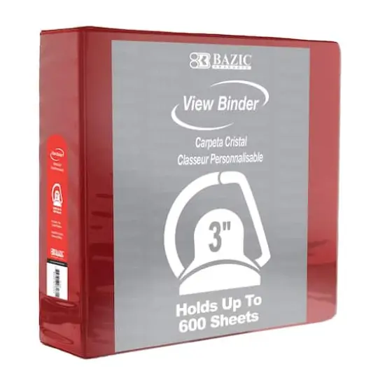BAZIC&reg; Slant D Ring 2-Pocket View Binder Burgundy {1}