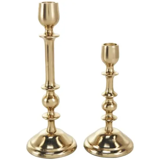 Gold Aluminum Metal Candle Holder Set {7}