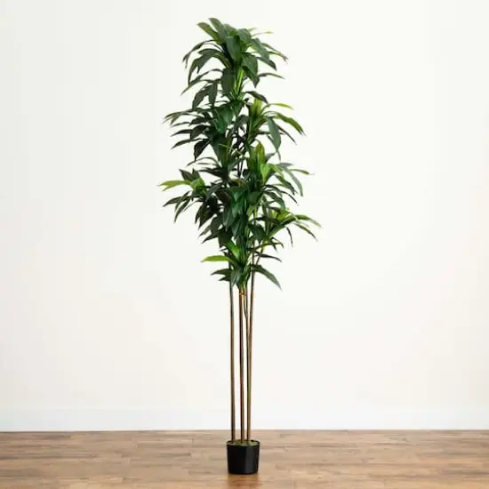 9ft. Potted Green Artificial Dracaena Tree with Real Touch Leaves {5}