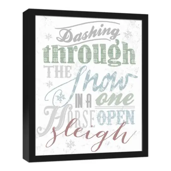 Dashing Through the Snow Typography Black Framed Canvas Wall Art {3}