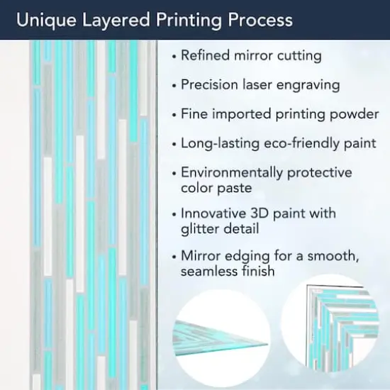 Head West Frameless Reeded Mosaic Printed Wall D&eacute;cor Mirror Blue Sea {5}