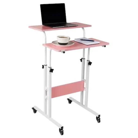 Mind Reader Portable Standing Adjustable Height Rolling Computer Desk {3}