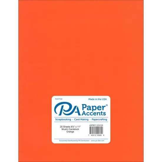 PA Paper™ Accents Muslin 8.5" x 11" 73lb. Cardstock, 25 Sheets Orange {1}