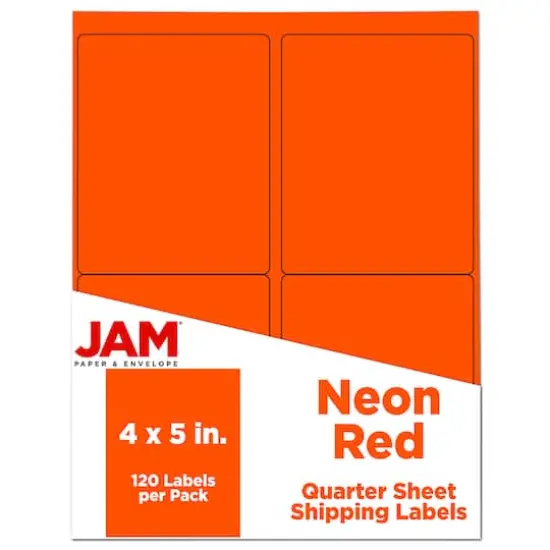 JAM Paper Extra Large Shipping Address Label Stickers Neon Red {1}