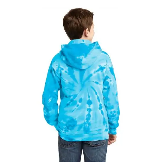 Port & Company&reg; Youth Tie-Dye Pullover Hooded Sweatshirt Turquoise {6}