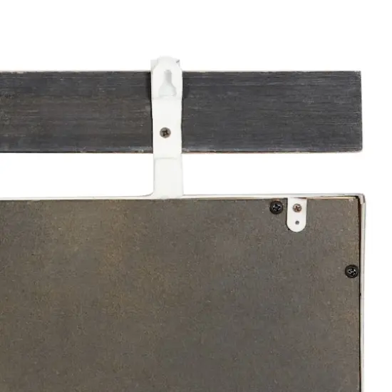 35" Brown Wood Rustic Wall Mirror {6}