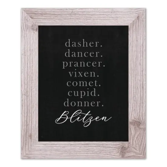 14" Reindeer Names Western White Framed Print {1}