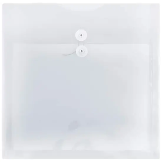 JAM Paper Large Clear Square Plastic Envelopes with Button & String Tie Closure, 12ct. {1}