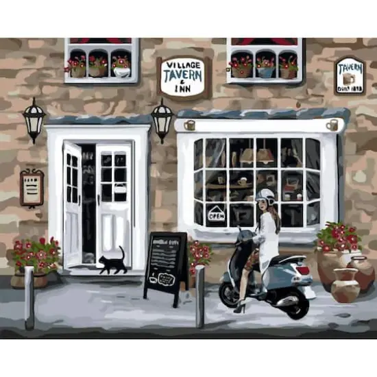 Crafting Spark Girl Near the Inn Painting by Numbers Kit {1}