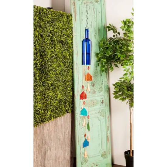 41" Blue Glass Eclectic Windchime {8}