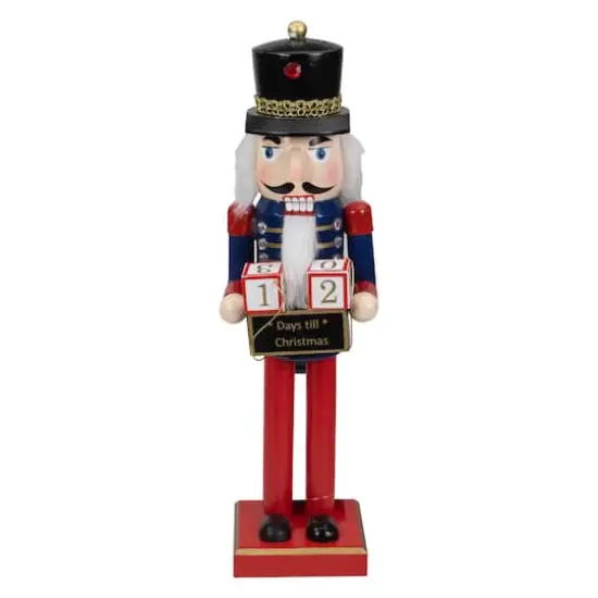 14" Wooden Nutcracker with Christmas Countdown Sign {1}