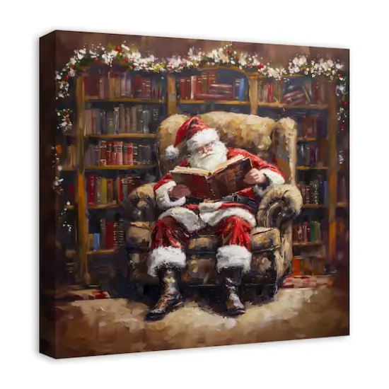 Santa Cozy Library 20" x 20" Canvas Wall Art {3}