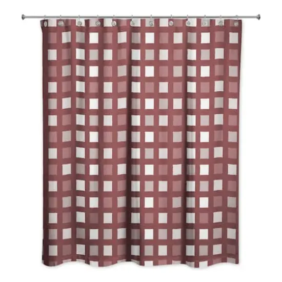 Squares Shower Curtain Maroon {3}