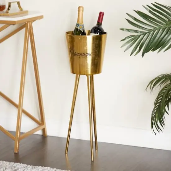 Gold Modern Wine Holder, 10" x 10" x 28" {9}