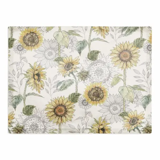 Sunflower Pattern Cotton Twill Placemat White {1}