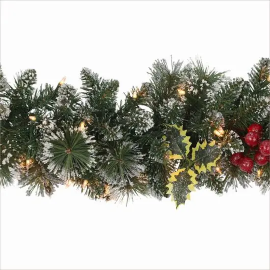 9ft. Pre-Lit Snowy Silverton Pine Garland {5}