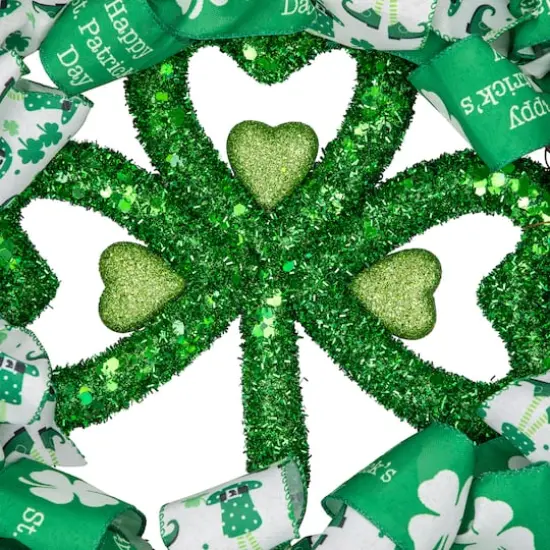 Shamrocks and Ribbons St. Patrick's Day Wreath 24" Unlit {5}