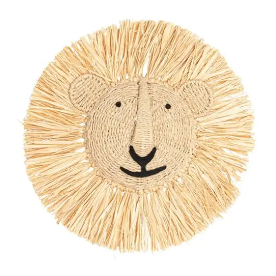 Hello Honey&reg; 16.5" Natural Savannah King Raffia Lion Wall Art {11}