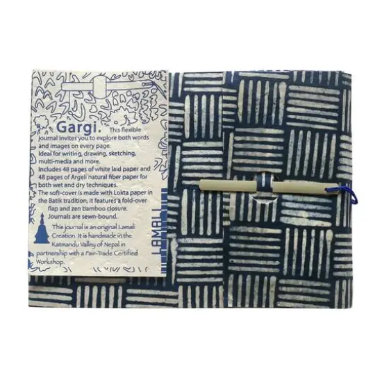 Lama Li Gargi Soft Cover Handmade Journal, 5.9" x 8.7" Blue Batik {4}