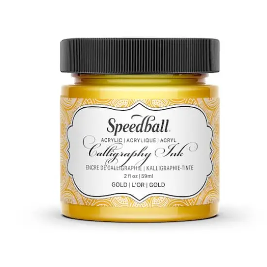 Speedball&reg; 2oz. Acrylic Calligraphy Ink Gold {1}